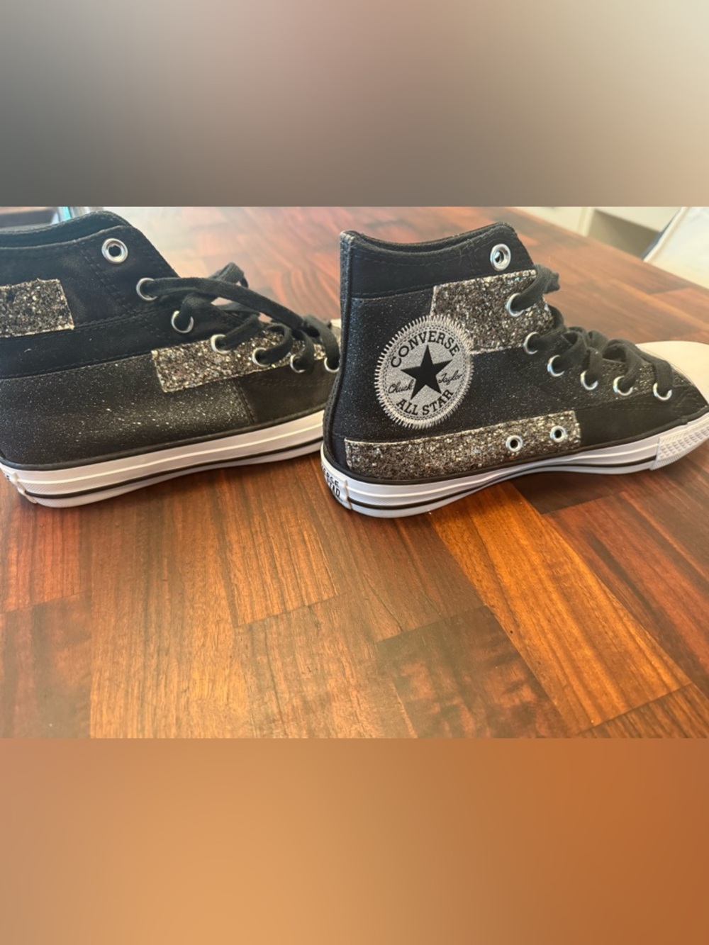 Converse Black Glitter High Top Sneakers - Picture 3 of 10